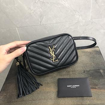 YSL Calfskin Waist Bag Black 534817 Size 15.5 x 10.5 x 5.5 cm