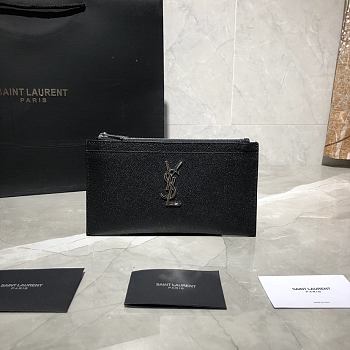 YSL Clutch Italian Leather Silver Lock 554188 Size 20 × 12 × 1 cm