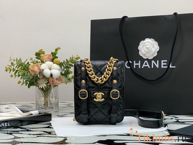 Chanel Mini Flap Bag Cowhide Black 99086 Size 17 x 14 x 7 cm - 1