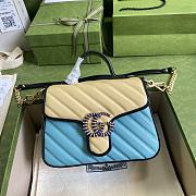 GG Marmont Mini Top Handle Bag Blue Grams 583571 Size 21 x 15.5 x 8 cm - 1