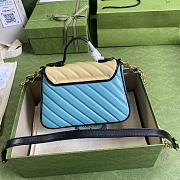 GG Marmont Mini Top Handle Bag Blue Grams 583571 Size 21 x 15.5 x 8 cm - 3