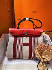 Hermes Herbag PM Red/White Size 25 x 31 x 10 cm - 1