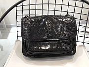 YSL Niki Crocodile Pattern Black 498894 Size 28 × 20 × 8 cm - 1