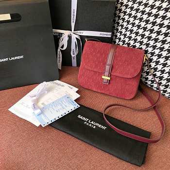 YSL Saint Laurent 19 Calfskin Messenger Bag Red Size 22 cm