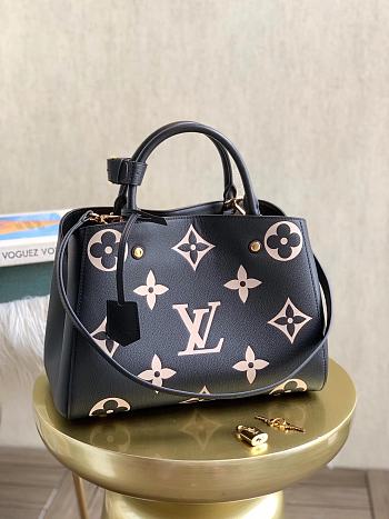 Louis Vuitton Black Grained Embossed Calfskin Handbag Montaigne BB M41048 Size 33 x 23 x 15 cm