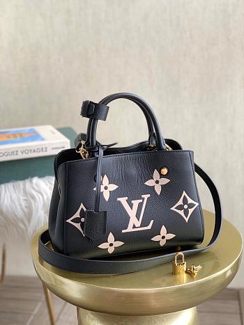Louis Vuitton Black Grained Embossed Calfskin Handbag Montaigne BB M41053 Size 29 x 20 x 13 cm