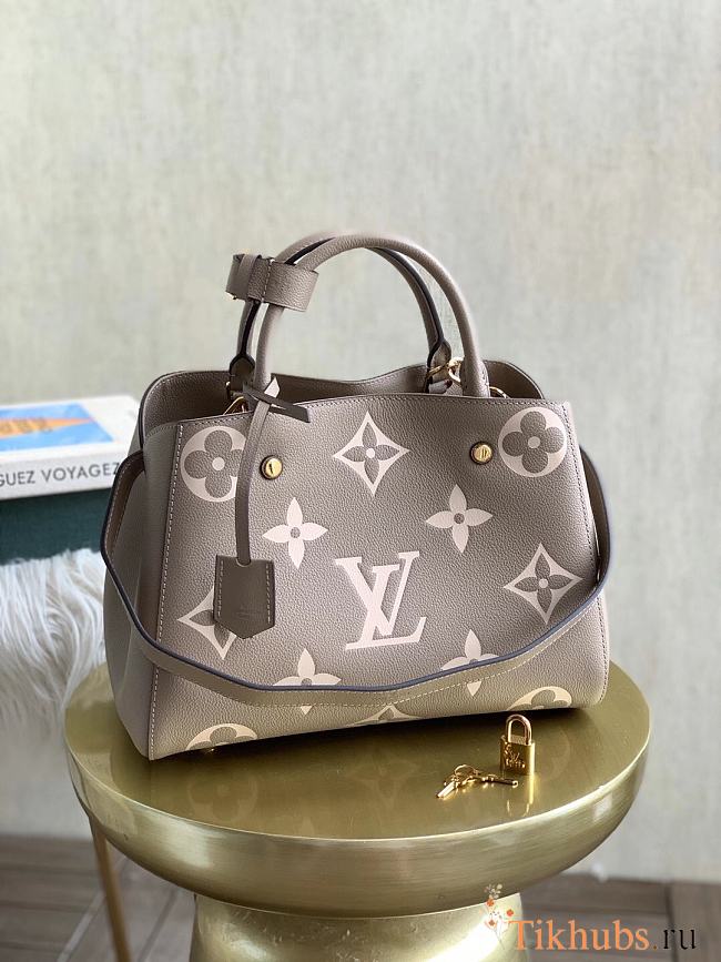 Louis Vuitton Gray Grained Embossed Calfskin Handbag Montaigne BB M41048 Size 33 x 23 x 15 cm - 1
