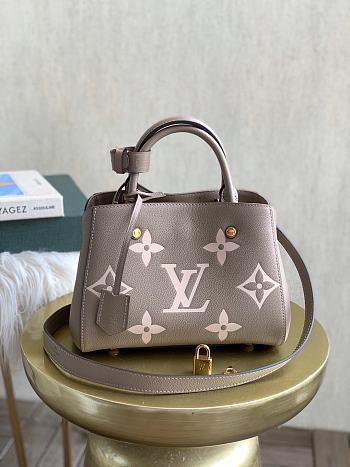 Louis Vuitton Gray Grained Embossed Calfskin Handbag Montaigne BB M41053 Size 29 x 20 x 13 cm