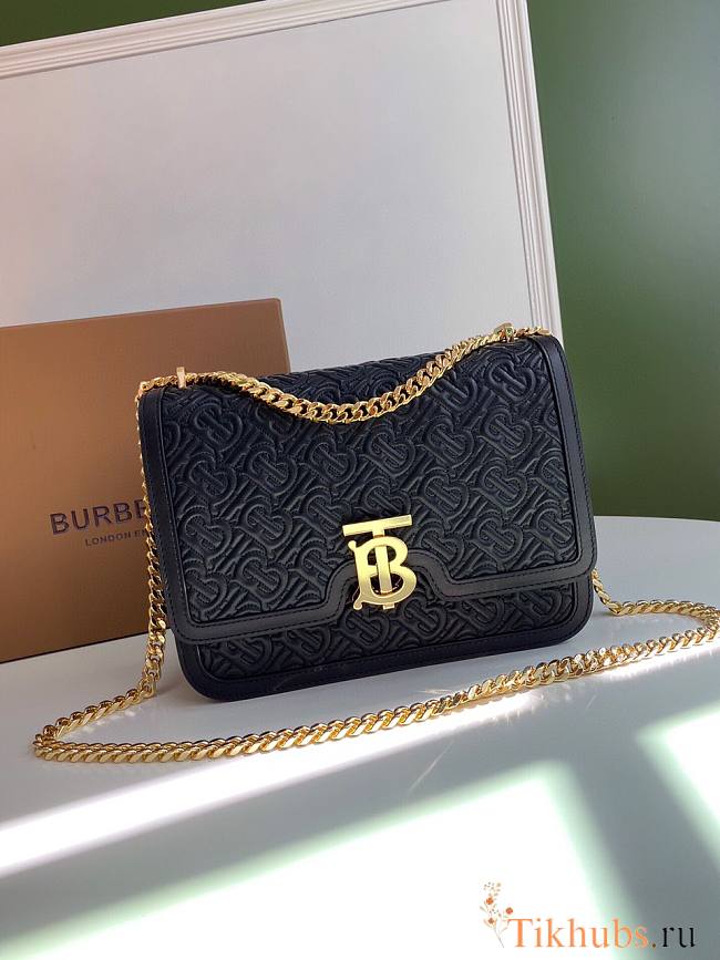 BURBERRY Logo Lock Bag Black Size 25.5 x 6.5 x 18.5 cm - 1