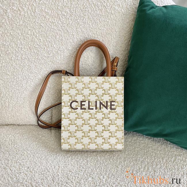 Celine Mini Cabas Old Flower White 2200 Size 17 × 21 × 4 cm - 1