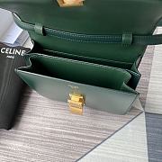 Celine Cowhide Hand Rubbing Pattern Green 11043 Size 18 x 15 x 6 cm - 3