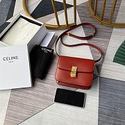 Celine Cowhide Hand Rubbing Pattern Red 11043 Size 18 x 15 x 6 cm - 1