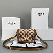 Celine Triomphe Box Bag Small Embroidery Reddish Brown 60018 Size 18 x 14 x 6 cm - 1