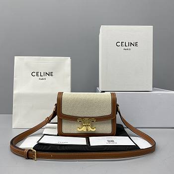 Celine Triomphe Small Canvas White 60018 Size 18 x 14 x 6 cm