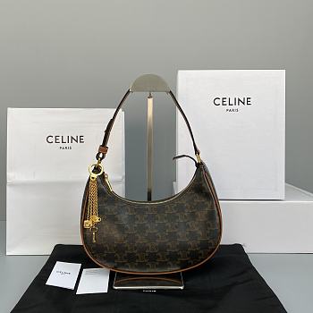 Celine Ancient Flower Underarm Bag Presbyopia Brown 60054 Size 25 x 14 x 7 cm