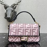 Fendi Iconic Baguette Handbag Pink Canvas 323 Size 26 x 6 x 15 cm - 1