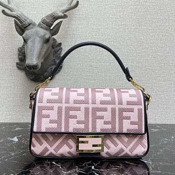 Fendi Iconic Baguette Handbag Pink Canvas 323 Size 26 x 6 x 15 cm