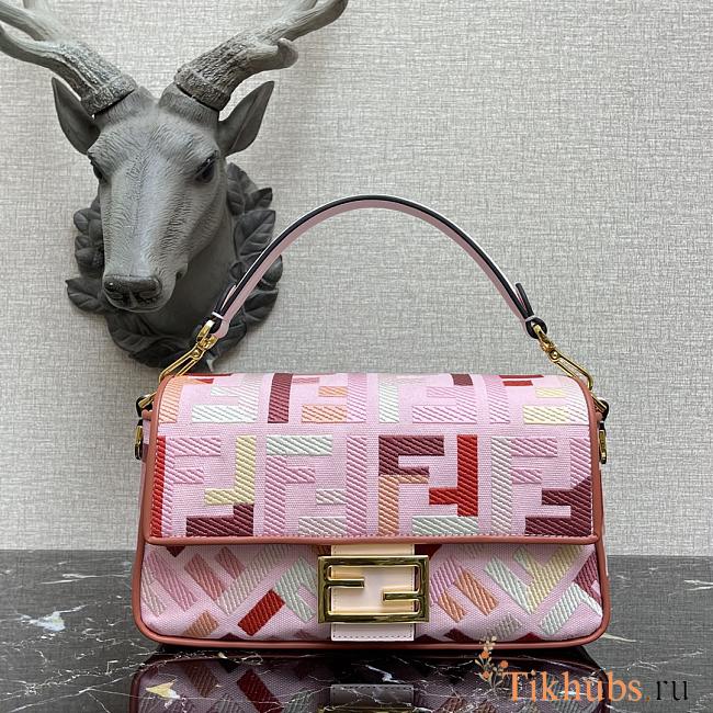 Fendi Baguette Handbag Red and Pink 323 Size 26 cm - 1