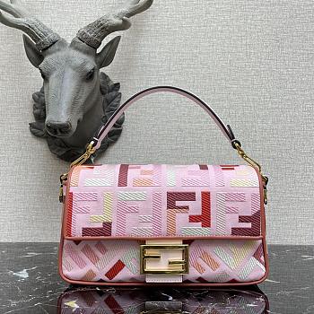 Fendi Baguette Handbag Red and Pink 323 Size 26 cm