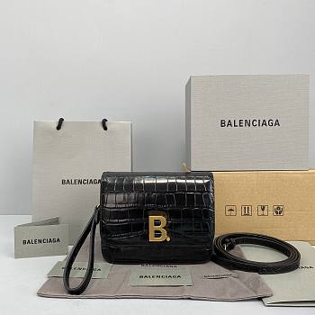 Balenciag B Bag Small Crocodile Black 92951 Size 18 x 14 x 10 cm