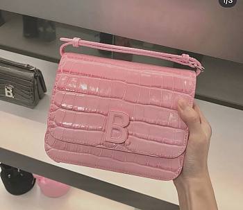 Balenciag B Bag Small Square Bag Pink 92951 Size 18 x 14 x 10 cm 