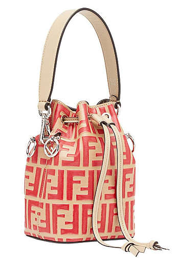 Fendi FF Mon Tresor Mini Bucket Bag In Beige Calfskin Size 12 x 18 x 10 cm