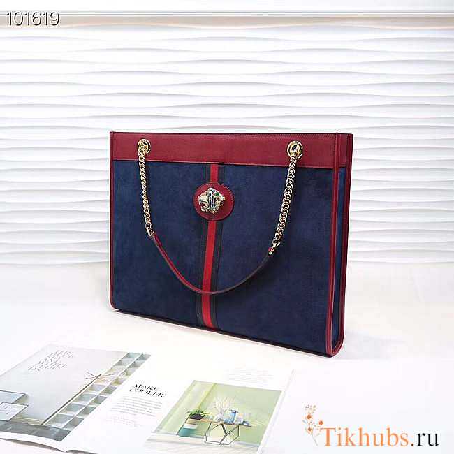 Gucci Rajah Large Suede Navy Tote Size 45.5 x 34 x 4 cm - 1