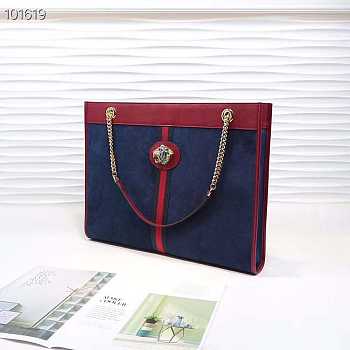 Gucci Rajah Large Suede Navy Tote Size 45.5 x 34 x 4 cm