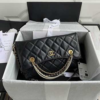 Chanel Shopping Bag Burgundy Black Size 34 x 26 x 5 cm