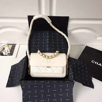 Chanel Flap Bag White AS0074 Size 15 x 6 x 22 cm 