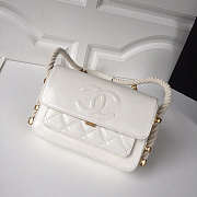 Chanel Flap Bag White AS0074 Size 15 x 6 x 22 cm  - 3