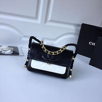 Chanel Flap Bag White/Black AS0074 Size 15 x 6 x 22 cm