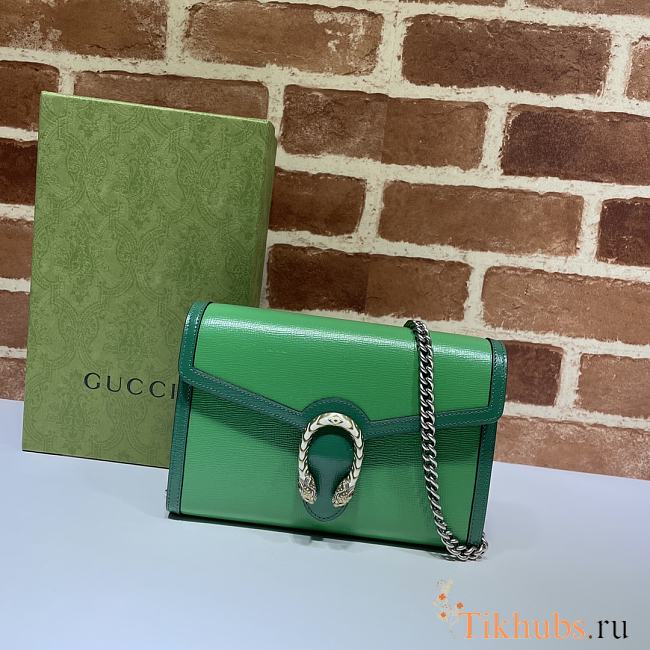 Gucci Dionysus Leather Mini Chain Bag Green 401231 Size 20 x 13.5 x 3 cm - 1