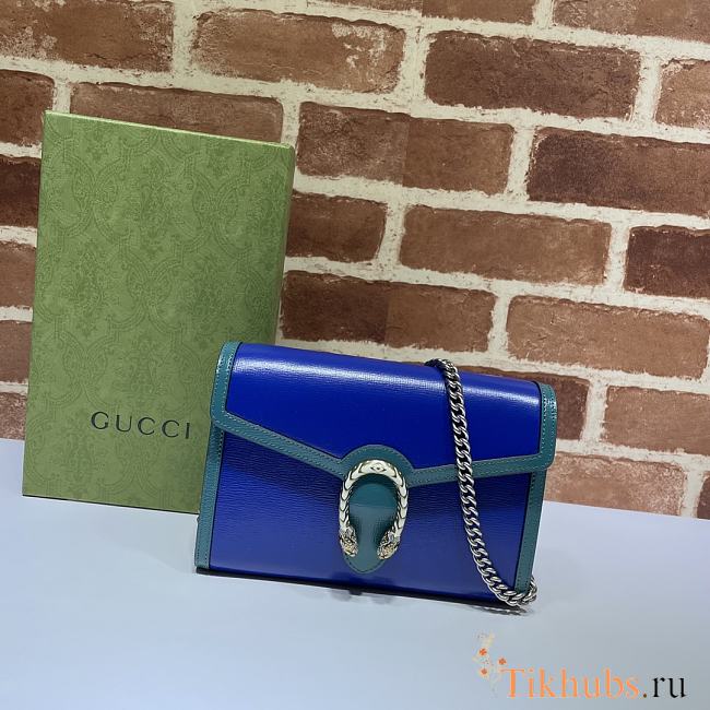 Gucci Dionysus Leather Mini Chain Bag Blue 401231 Size 20 x 13.5 x 3 cm - 1