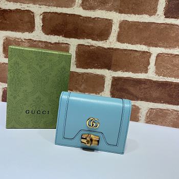 Gucci Ladies Card And Coin Box Blue 658244 Size 11 x 8 x 2.5 cm