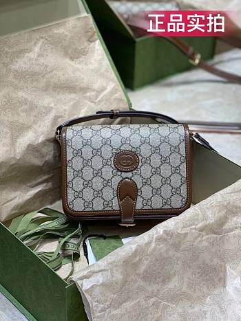 Gucci Mini Shoulder Bag With Interlocking G In GG Supreme 671620 Size 20 x 17 x 8 cm
