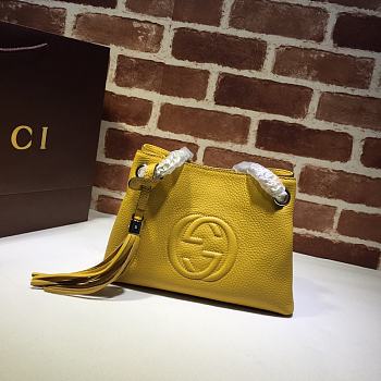 Gucci Soho Leather Chain Strap Shoulder Bag Bright Yellow 387043 Size 25 x 18 x 10 cm
