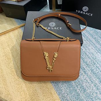 Versace Virtus Calfskin Shoulder Bag Caramel 2002 Size 24 x 9 x 16.5 cm