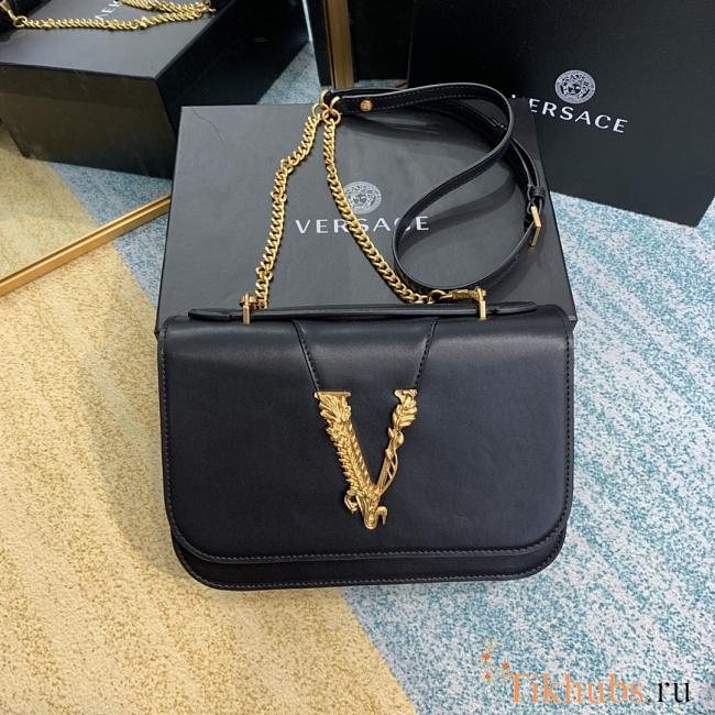 Versace Virtus Calfskin Shoulder Bag Black 2002 Size 24 x 9 x 16.5 cm - 1