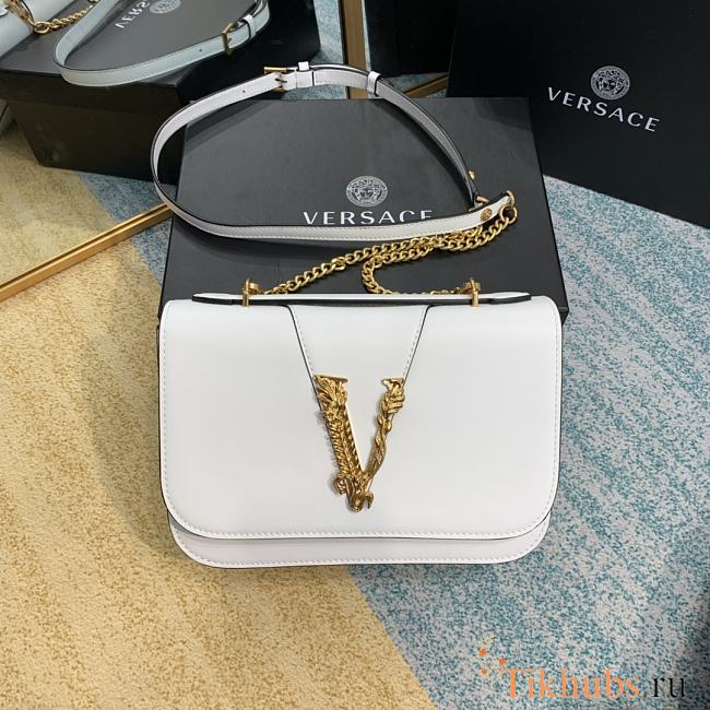 Versace Virtus Calfskin Shoulder Bag White 2002 Size 24 x 9 x 16.5 cm - 1