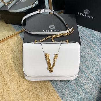 Versace Virtus Calfskin Shoulder Bag White 2002 Size 24 x 9 x 16.5 cm