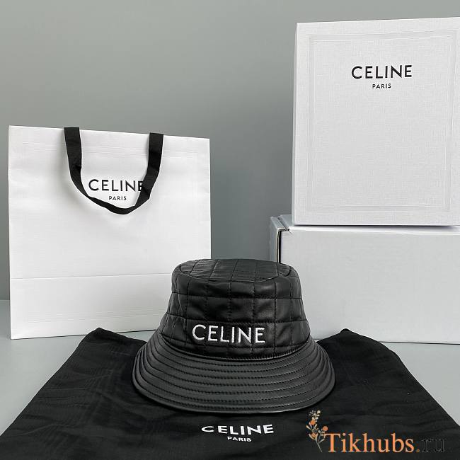 Celine Hat 60585 Sheepskin Black - 1