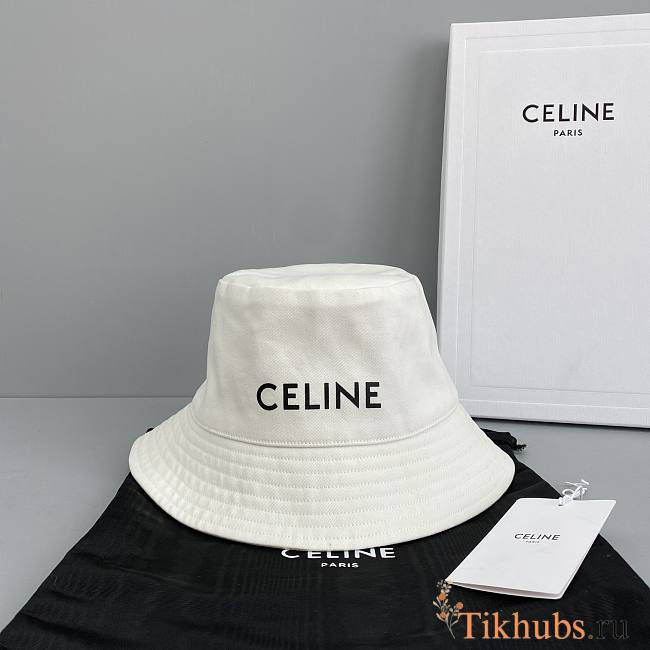 Celine Letter Fisherman Hat White 60585  - 1
