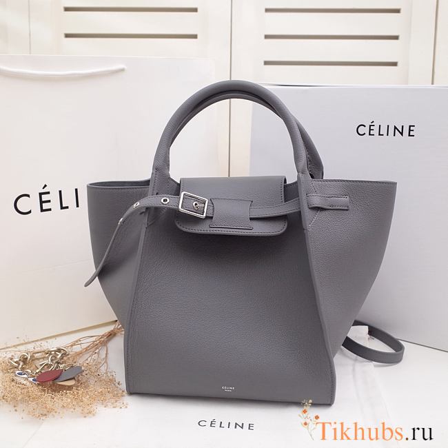Celine Calfskin Handbag Dark Gray 183313 Size 24 x 26 x 22 cm - 1