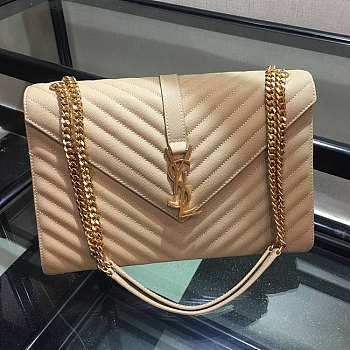 YSL Monogram College In Beige Size 31 x 21 x 8 cm