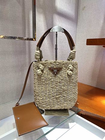 Prada Straw Woven Bag 1BG327 Size 23 x 26 x 5 cm