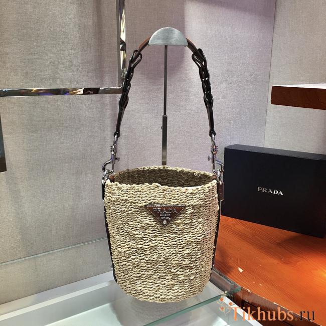 Prada Bucket Straw Bag 1BC128 Size 25 x 23 x 17 cm - 1