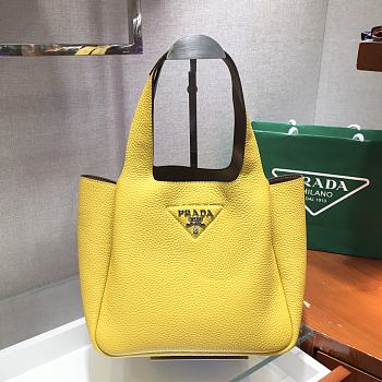 Prada Bucket Bag Yellow 1BG335 Size 25 x 21.5 x 14 cm
