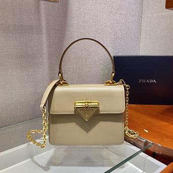 Prada Handbag Beige 1BD021 Size 20 x 17 x 8.5 cm
