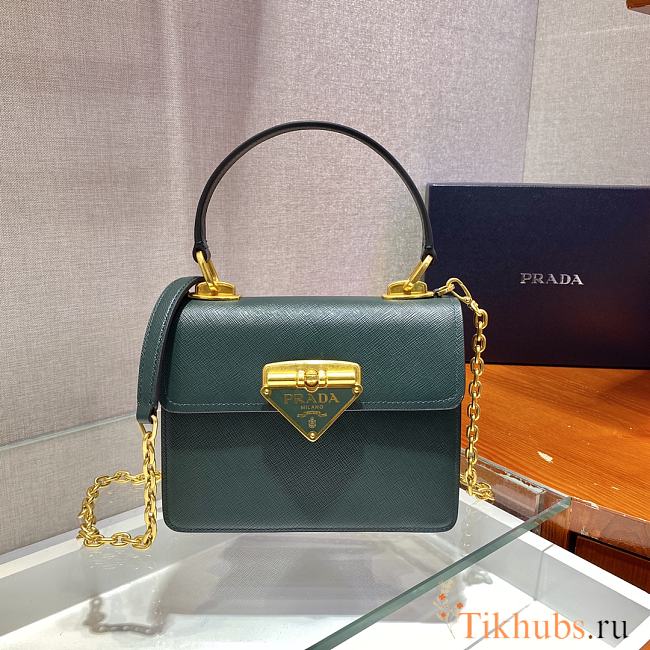 Prada Handbag Dark Green 1BD021 Size 20 x 17 x 8.5 cm - 1